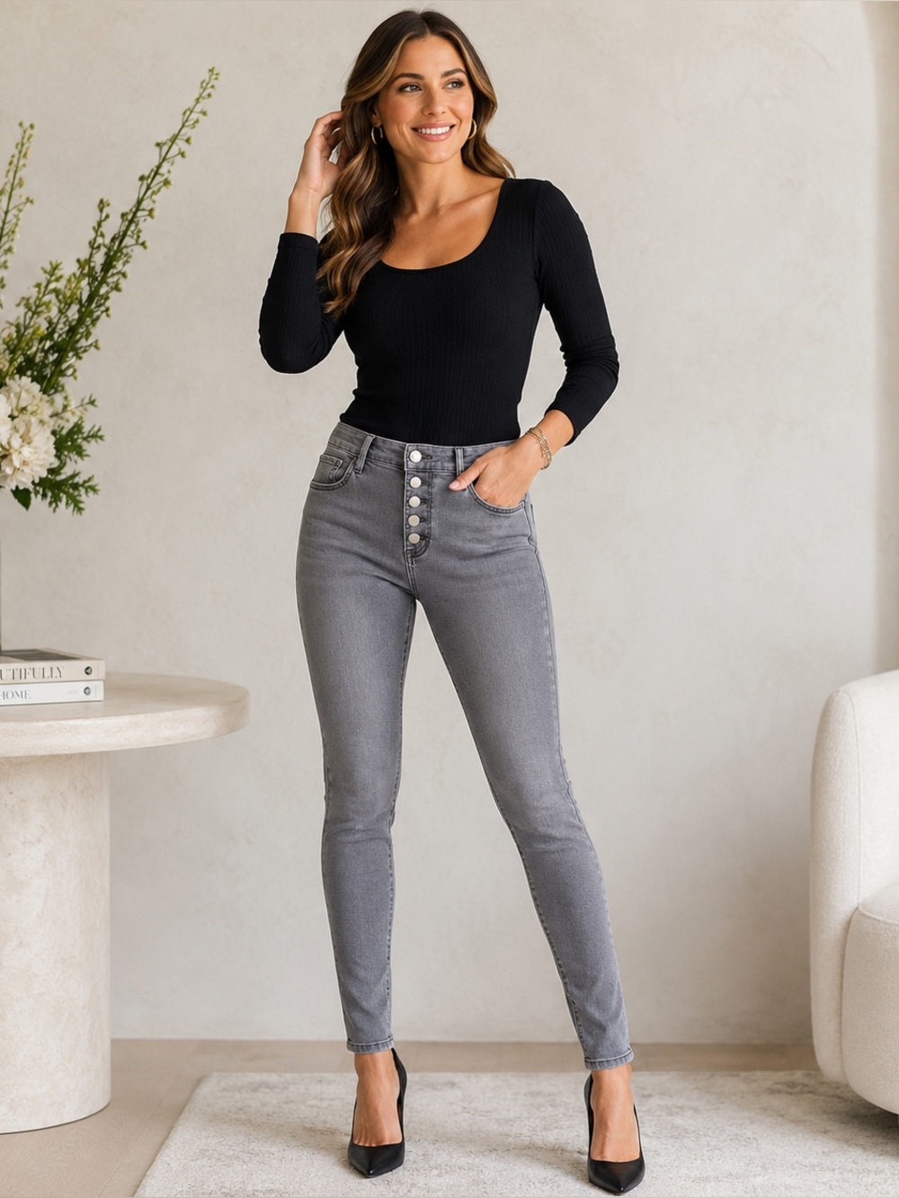 Express Legging Mid Rise Gray Jeans Size 8 Long Long Inseam Excellent